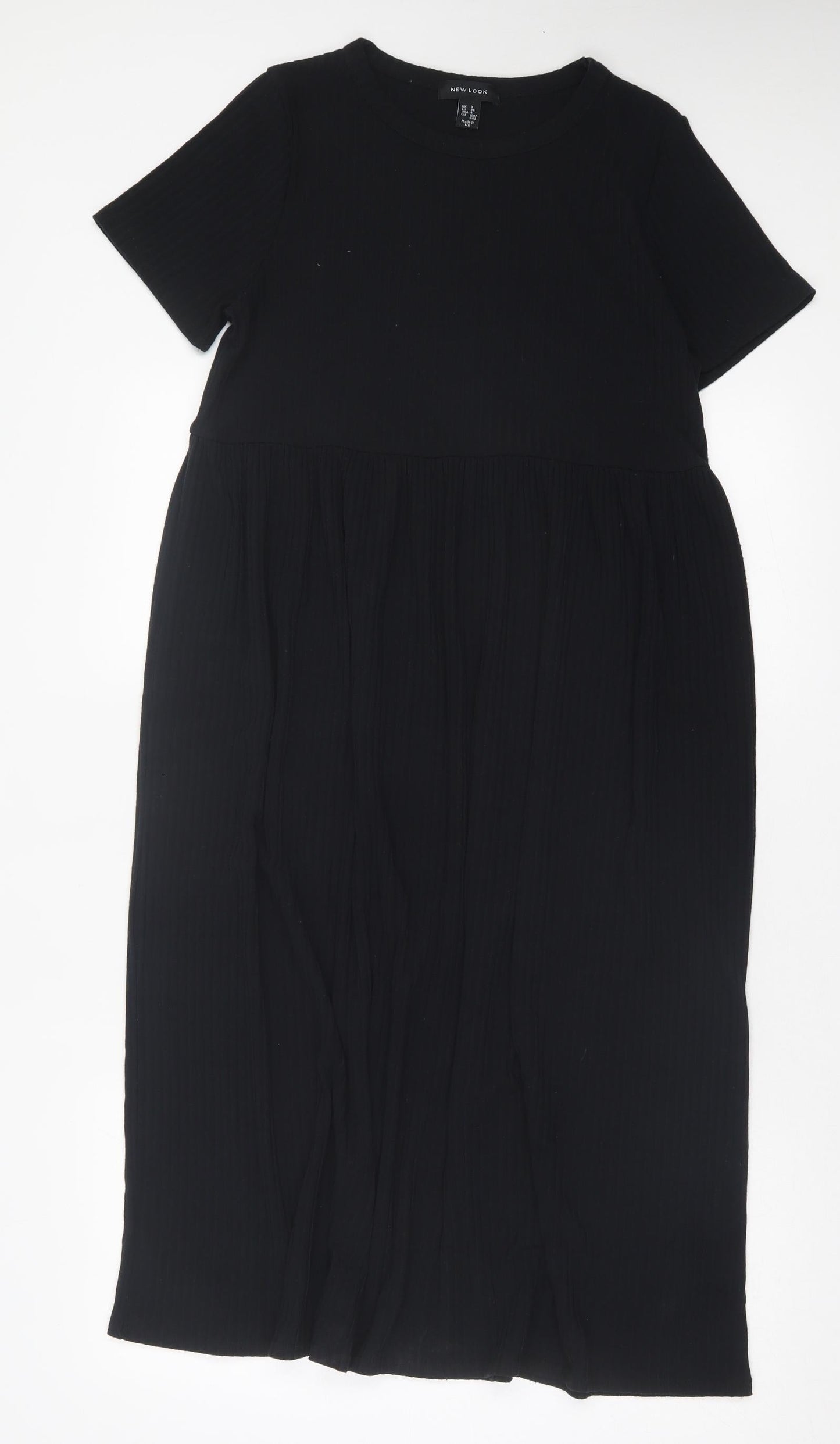 New Look Womens Black Polyester A-Line Size 8 Crew Neck Pullover - Ribbed Fabric