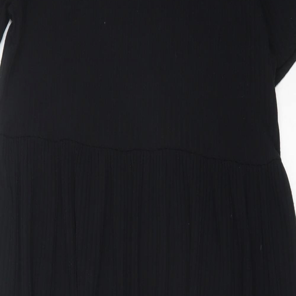 New Look Womens Black Polyester A-Line Size 8 Crew Neck Pullover - Ribbed Fabric