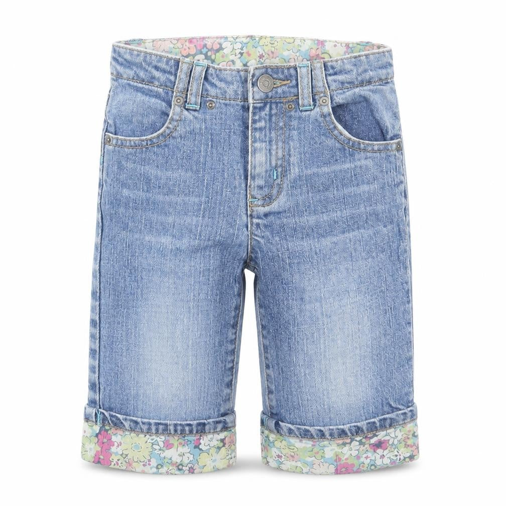 Gap Girls Blue Floral Cotton Cropped Jeans Size 2 Years Regular Zip
