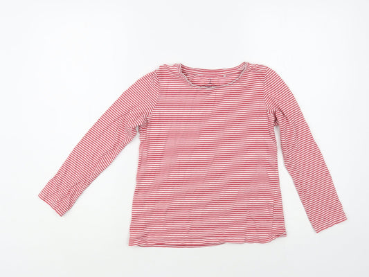 NEXT Girls Red Striped Cotton Pullover T-Shirt Size 10 Years Crew Neck Pullover