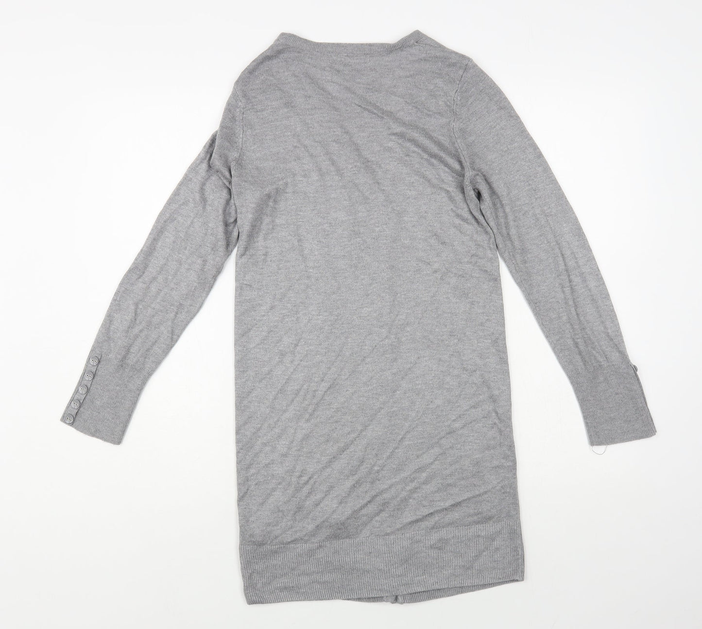 Marks and Spencer Womens Grey V-Neck Acrylic Cardigan Jumper Size 10