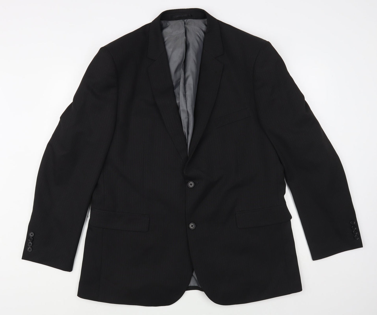 F&F Mens Black Striped Polyester Jacket Blazer Size 44