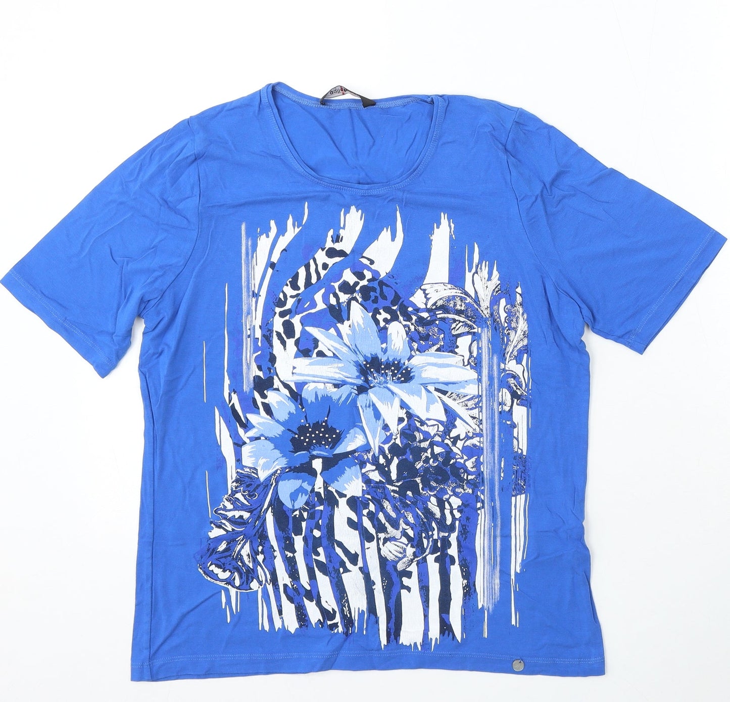 GolleHaug Womens Blue Viscose Basic T-Shirt Size 10 Round Neck