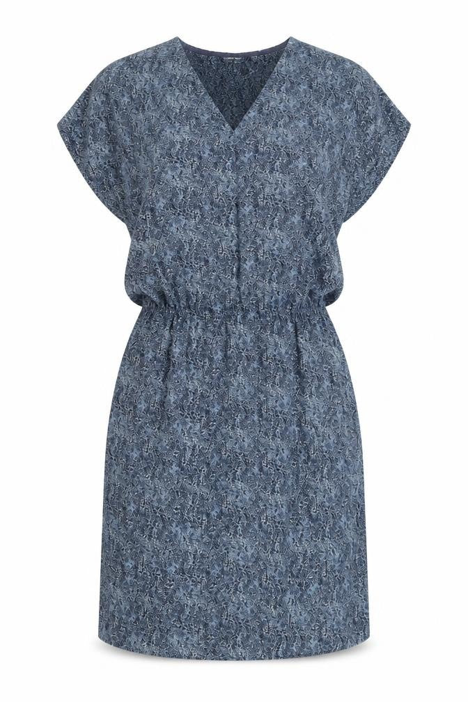 TOM TAILOR Womens Blue Geometric Polyester Shirt Dress Size 40 V-Neck