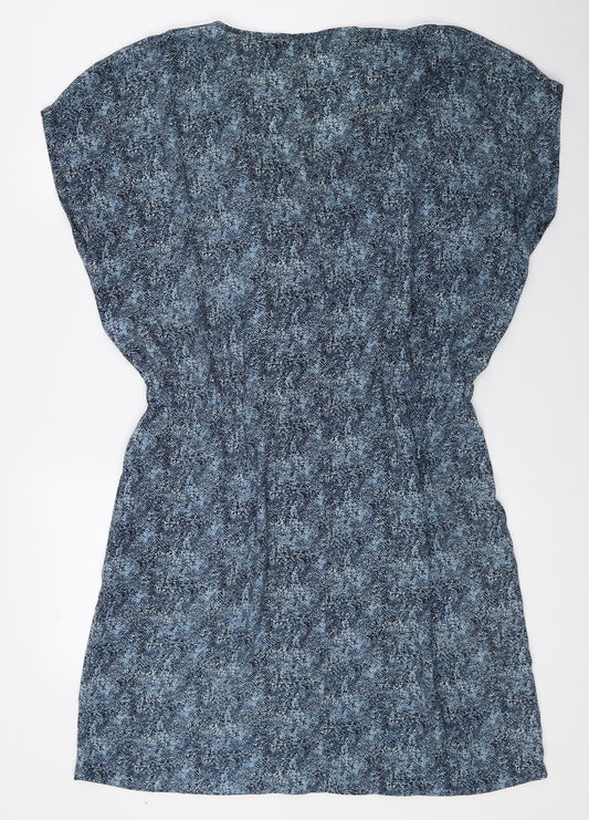 TOM TAILOR Womens Blue Geometric Polyester Shirt Dress Size 40 V-Neck