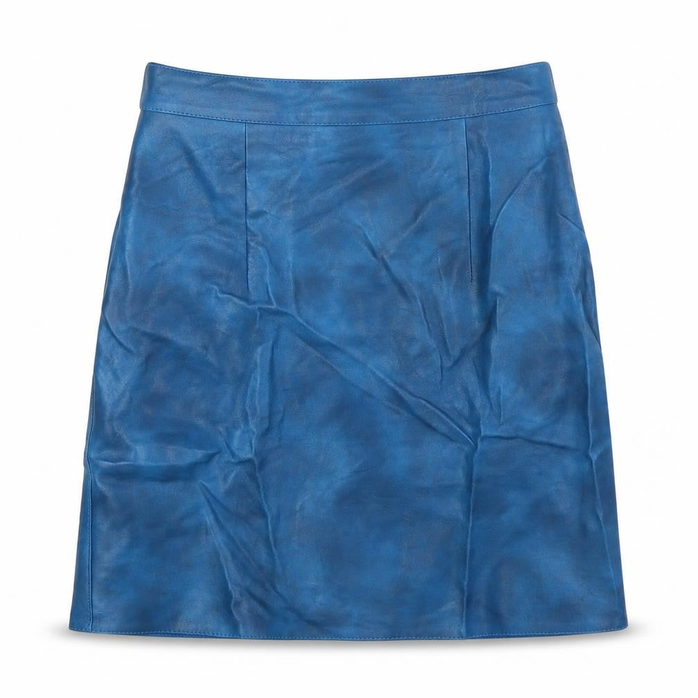 Topshop Womens Blue Viscose Mini Skirt Size 4 Zip