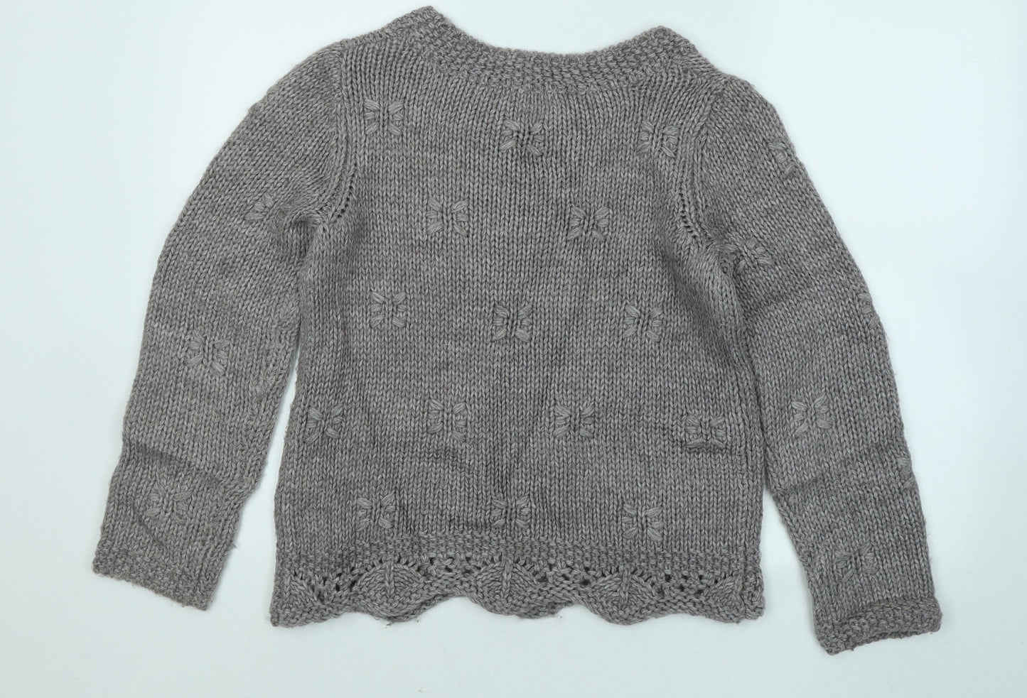 Marks and Spencer Womens Grey Round Neck Geometric Acrylic Pullover Jumper Size 10