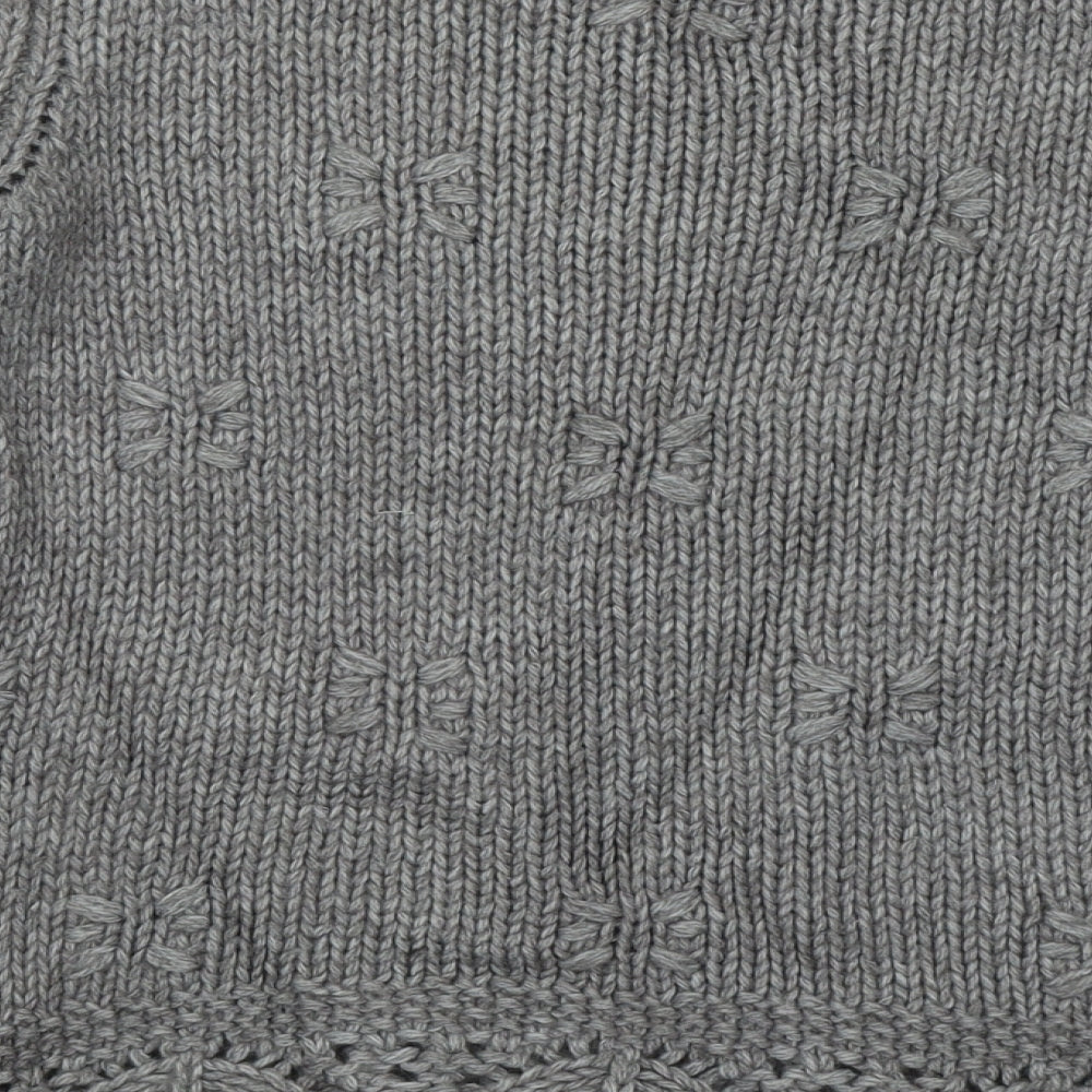 Marks and Spencer Womens Grey Round Neck Geometric Acrylic Pullover Jumper Size 10