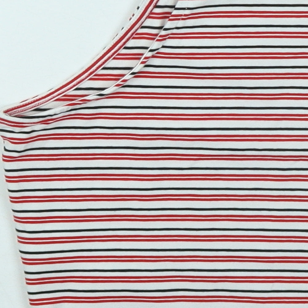 New Look Girls Red Striped Cotton Basic T-Shirt Size 12-13 Years Round Neck