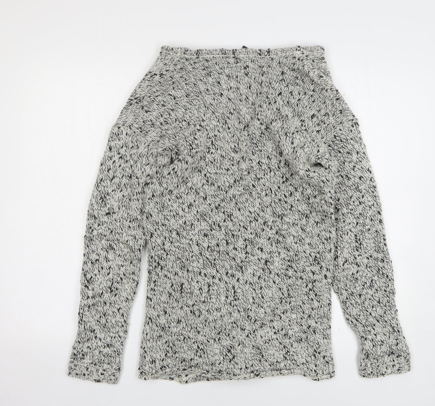 H&M Womens Grey V-Neck Acrylic Cardigan Jumper Size S