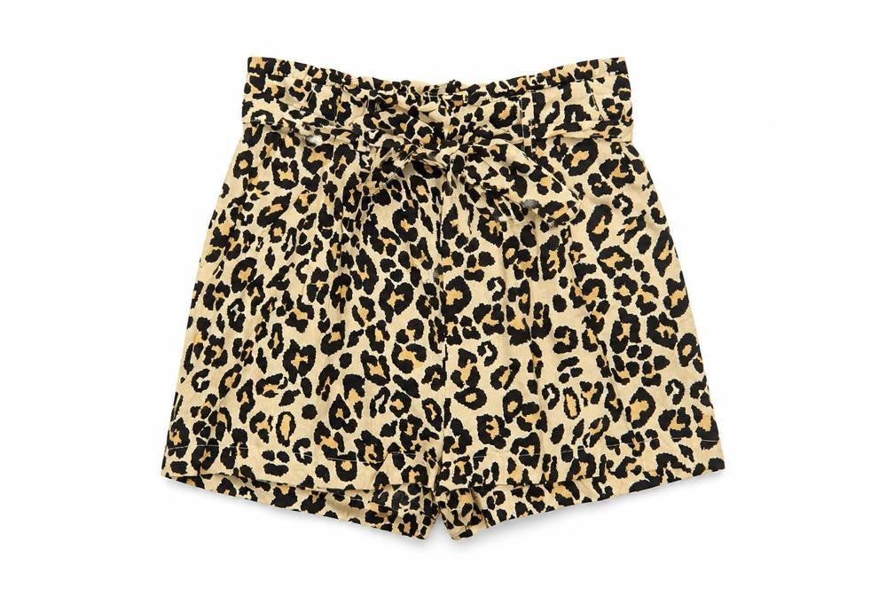 Primark Womens Brown Animal Print Viscose Paperbag Shorts Size 4 Regular Tie - Leopard Print