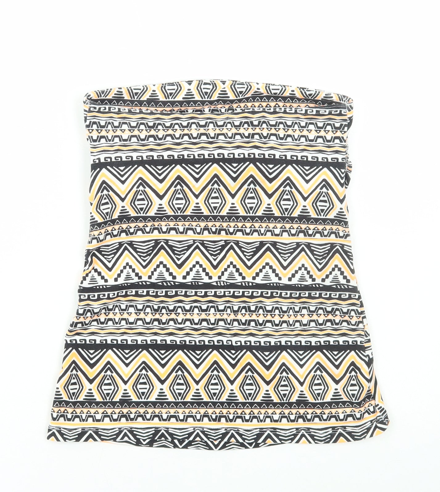 Matalan Womens Multicoloured Geometric Cotton Basic T-Shirt Size 8 Off the Shoulder - Tube Top