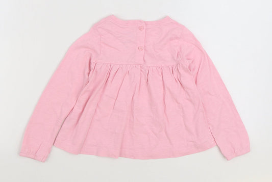 Leigh Tucker Girls Pink 100% Cotton Basic T-Shirt Size 2-3 Years Round Neck Button