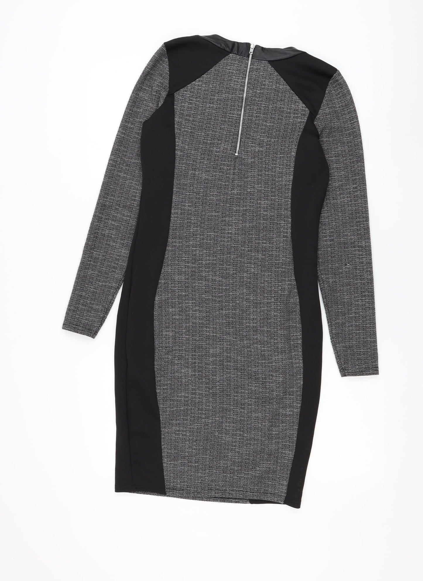 River Island Womens Black Polyester Bodycon Size 10 Round Neck Zip