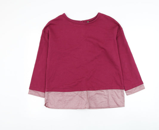 United Colors of Benetton Womens Purple Cotton Pullover Sweatshirt Size S Pullover