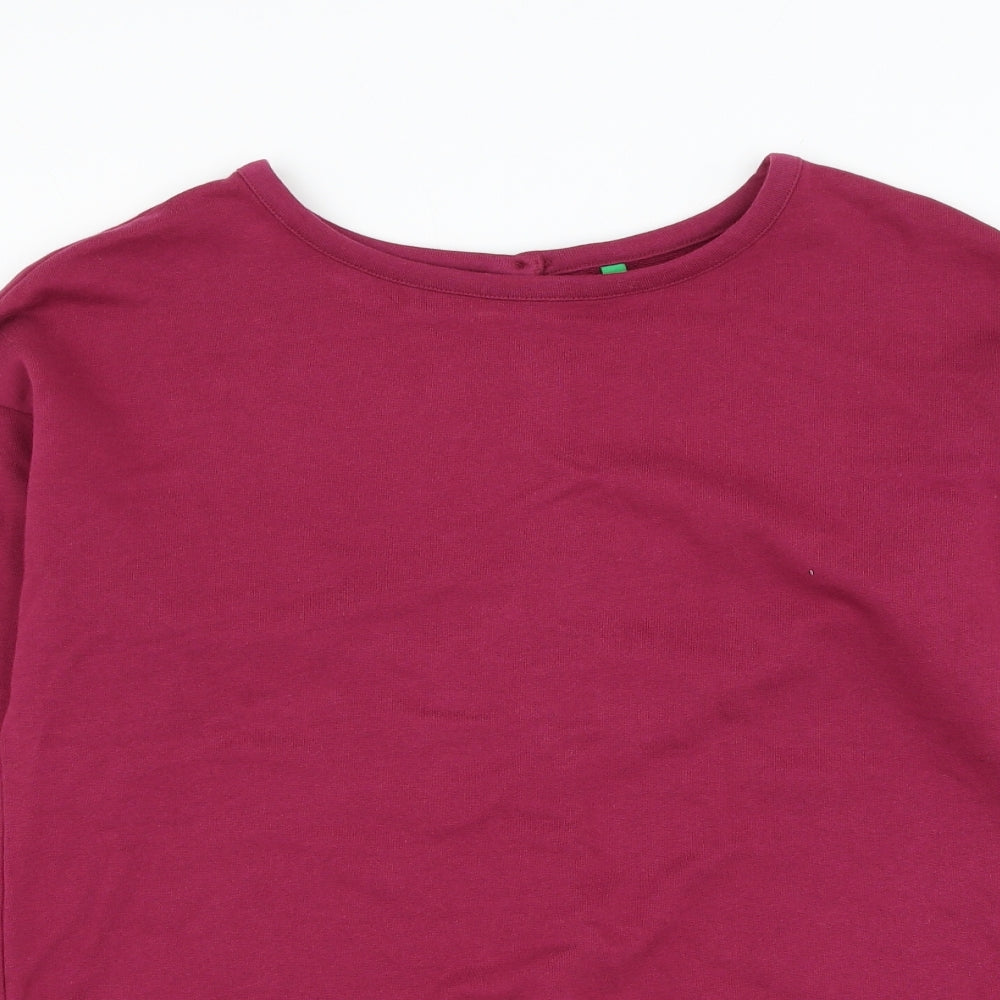 United Colors of Benetton Womens Purple Cotton Pullover Sweatshirt Size S Pullover