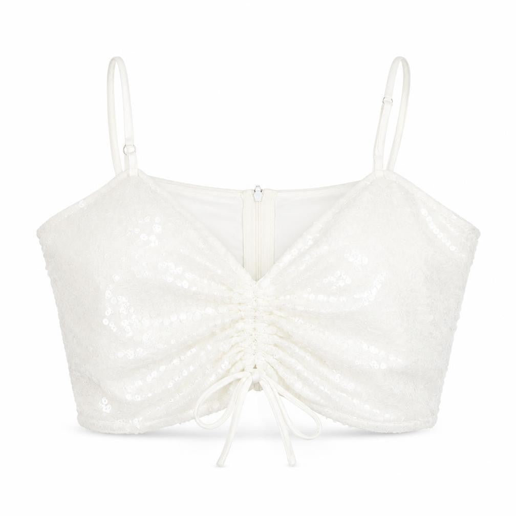 Boohoo Womens White Polyester Cropped Tank Size 14 V-Neck