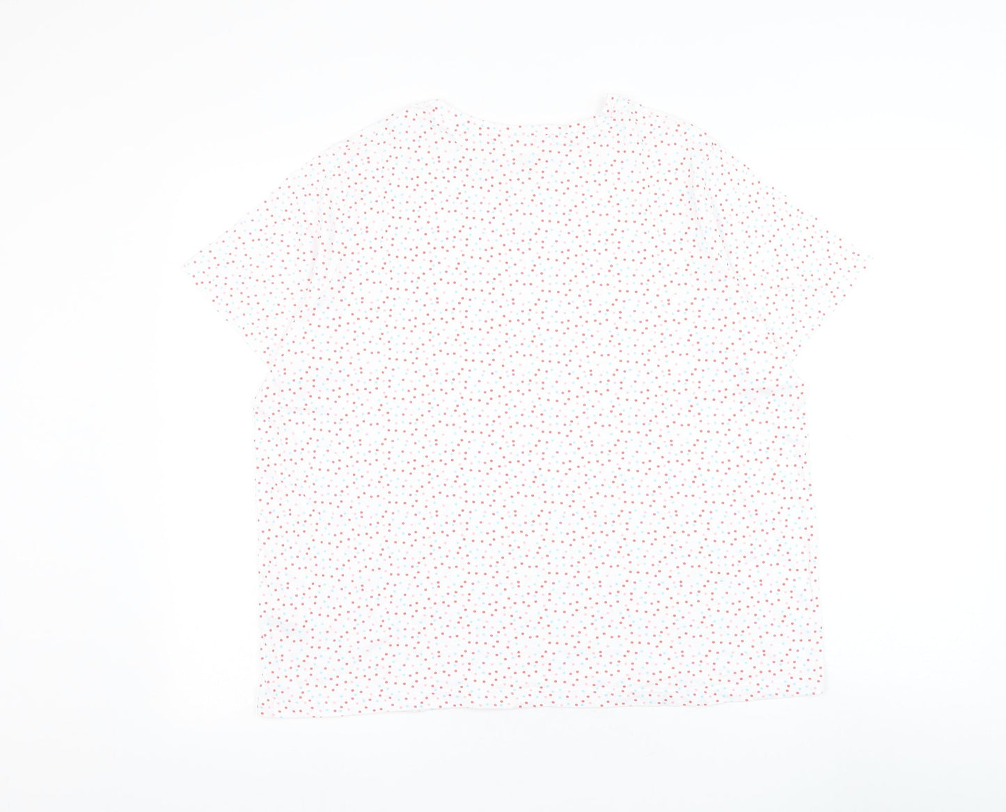 Dunnes Stores Womens White Polka Dot Cotton Basic T-Shirt Size L Round Neck