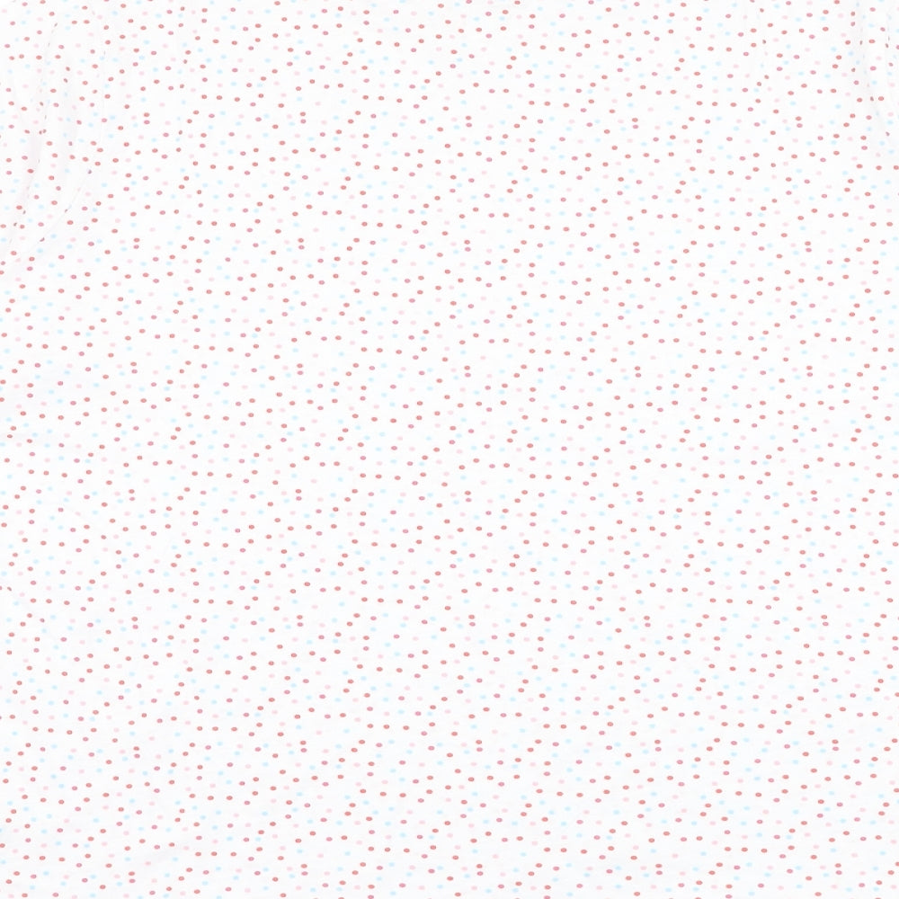 Dunnes Stores Womens White Polka Dot Cotton Basic T-Shirt Size L Round Neck