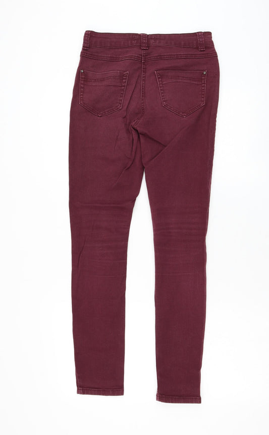 Preworn Womens Red Polyester Skinny Jeans Size 28 in L29 in Regular Zip