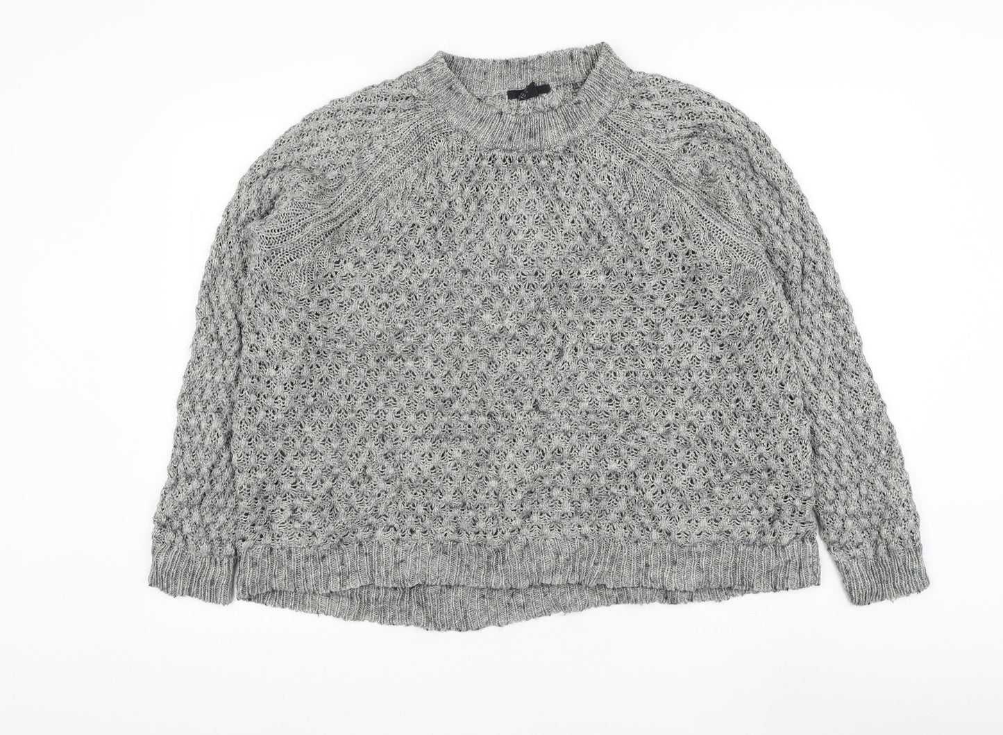 H&M Womens Grey Round Neck Acrylic Pullover Jumper Size M