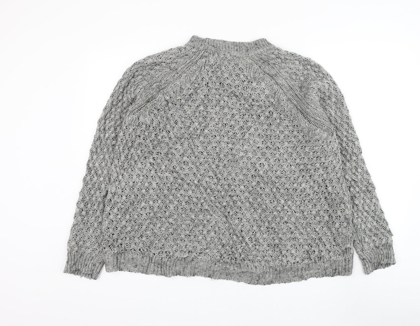 H&M Womens Grey Round Neck Acrylic Pullover Jumper Size M