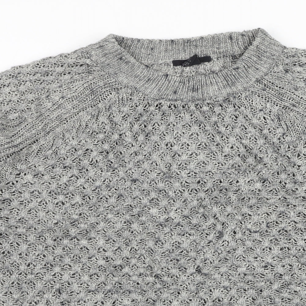 H&M Womens Grey Round Neck Acrylic Pullover Jumper Size M