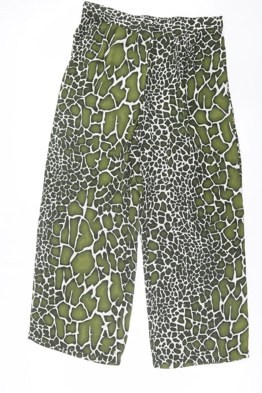 Papaya Womens Green Animal Print Polyester Trousers Size 6 L28 in Regular - Snake Print