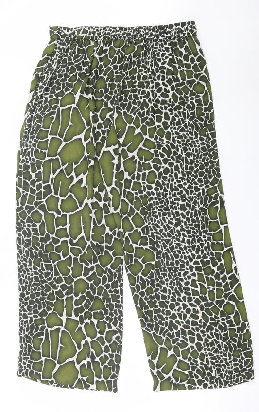 Papaya Womens Green Animal Print Polyester Trousers Size 6 L28 in Regular - Snake Print