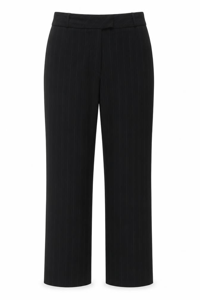 Klass Womens Black Striped Polyester Trousers Size 14 L30 in Regular Hook & Eye