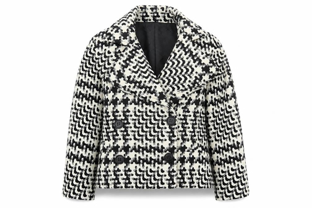 Lucchero Womens Black Geometric Jacket Size 14 Button