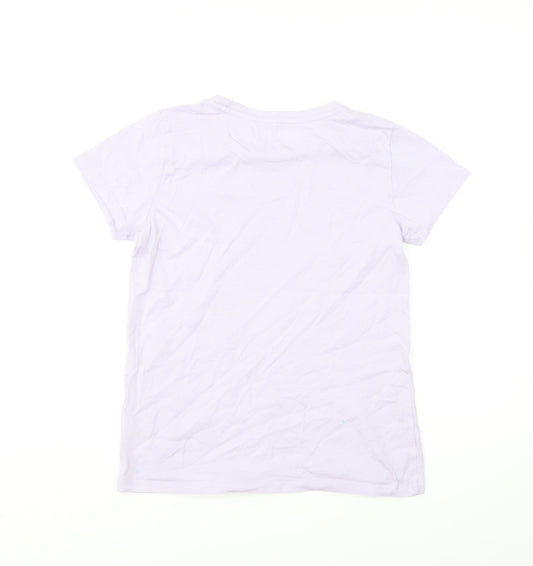 Dunnes Stores Girls Purple Cotton Basic T-Shirt Size 10-11 Years Round Neck Pullover - The Taste Of Summer
