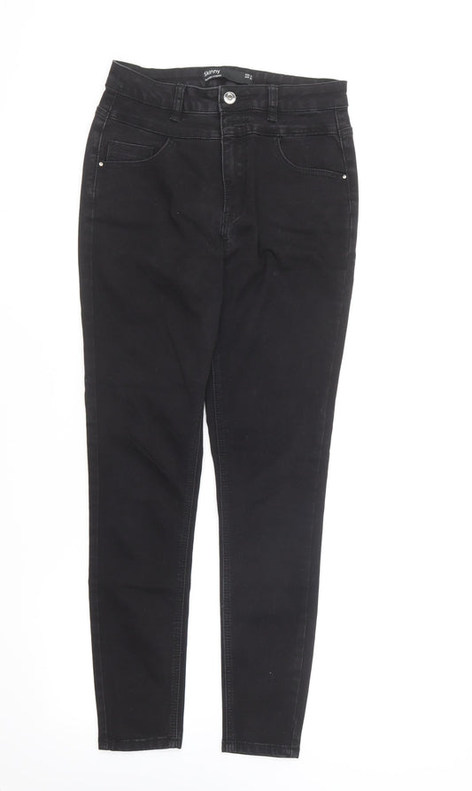 Dunnes Stores Womens Black Cotton Skinny Jeans Size 10 L26 in Regular Button