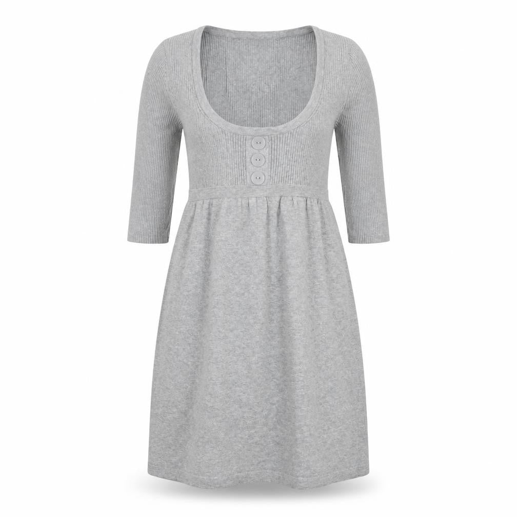 Essentials Style Womens Grey Cotton A-Line Size 10 Scoop Neck Pullover