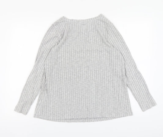 ASOS Womens Grey Striped Viscose Basic Blouse Size 12 Round Neck