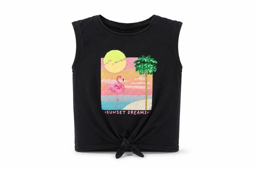 H&M Girls Black Cotton Basic Tank Size 4-5 Years Crew Neck Pullover - Sunset