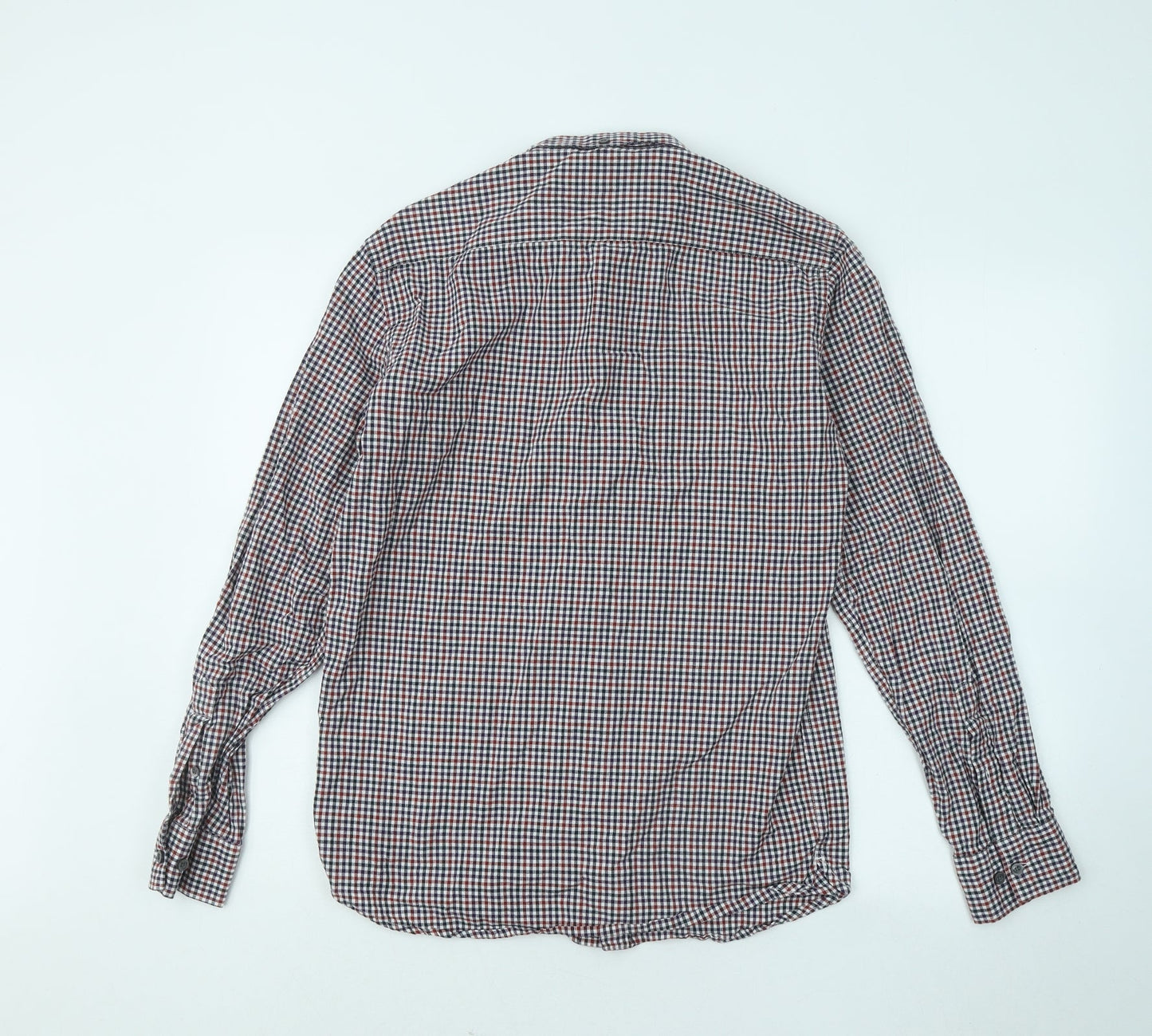 French Connection Mens Multicoloured Plaid Cotton Button-Up Size M Collared Button