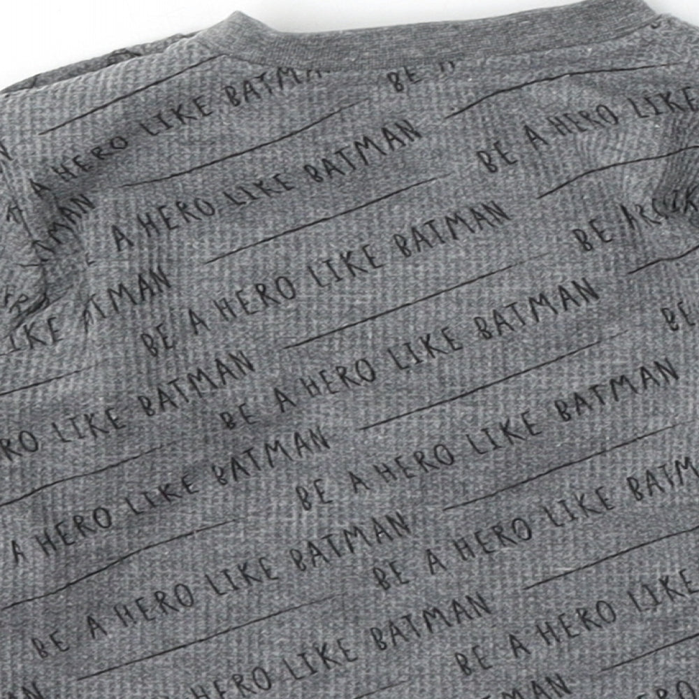 Batman Boys Grey Geometric Polyester Pullover Jumper Size 3-6 Months Snap