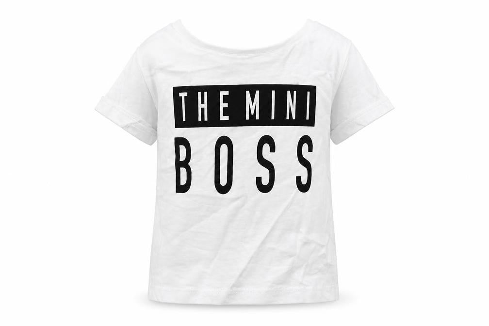 Lullaby Boys White Cotton Basic T-Shirt Size 3-6 Months Round Neck - Mini Boss