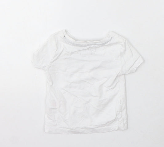 Lullaby Boys White Cotton Basic T-Shirt Size 3-6 Months Round Neck - Mini Boss