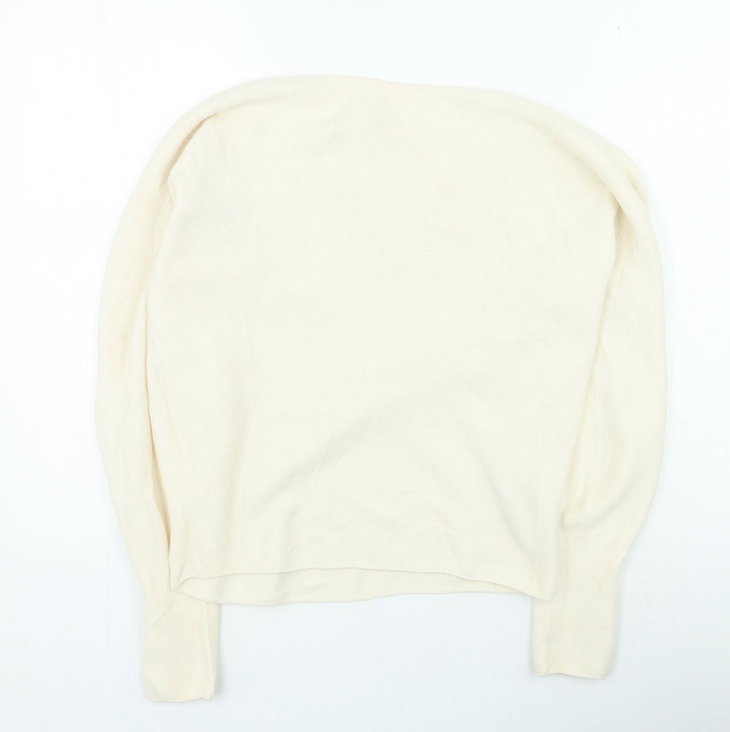 Preworn Womens Beige Round Neck Cotton Pullover Jumper Size S
