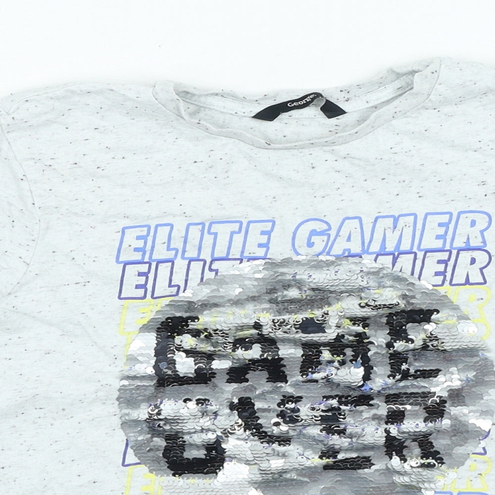 George Boys Grey Cotton Basic T-Shirt Size 9-10 Years Round Neck Pullover - Elite Gamer