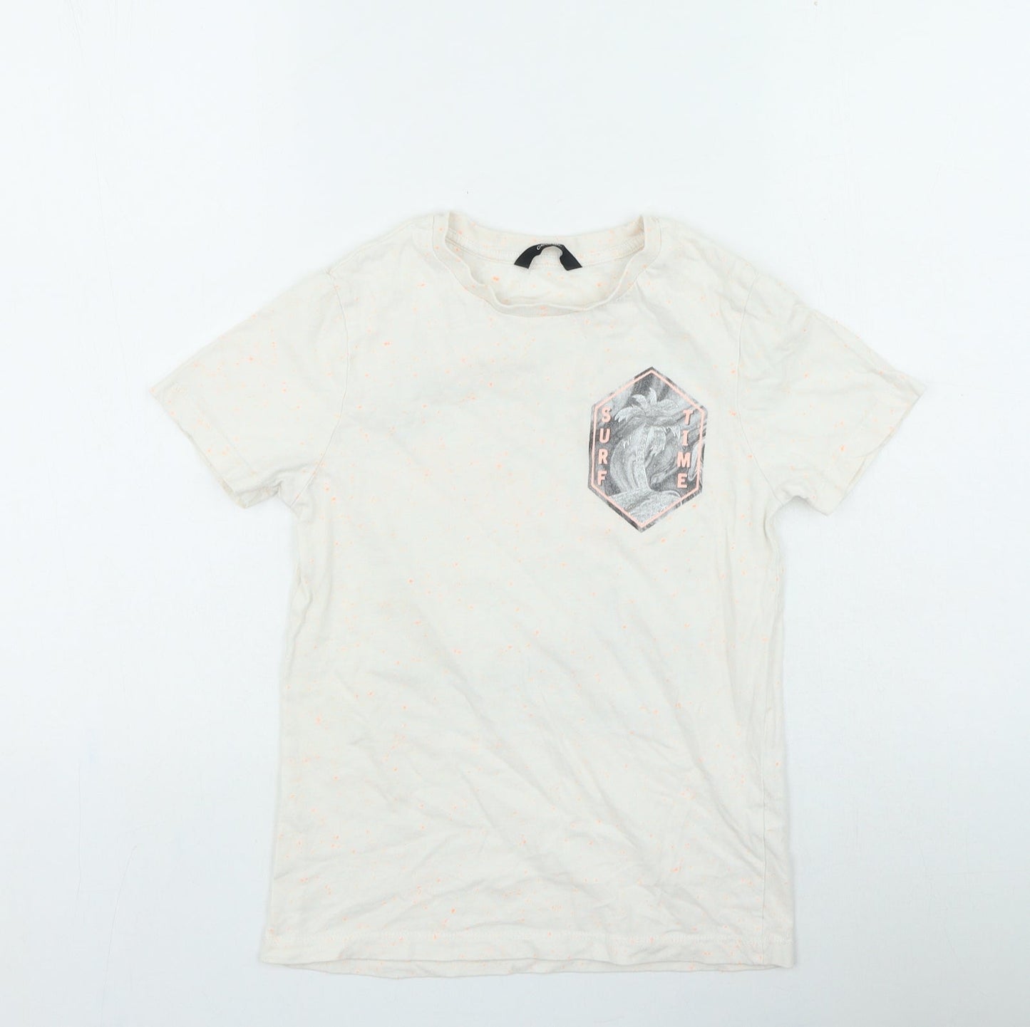 George Boys White Spotted Cotton Basic Casual Size 8-9 Years Round Neck Pullover - Surf Time