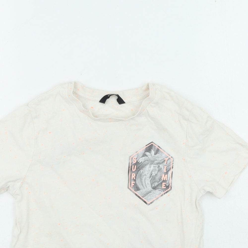 George Boys White Spotted Cotton Basic Casual Size 8-9 Years Round Neck Pullover - Surf Time
