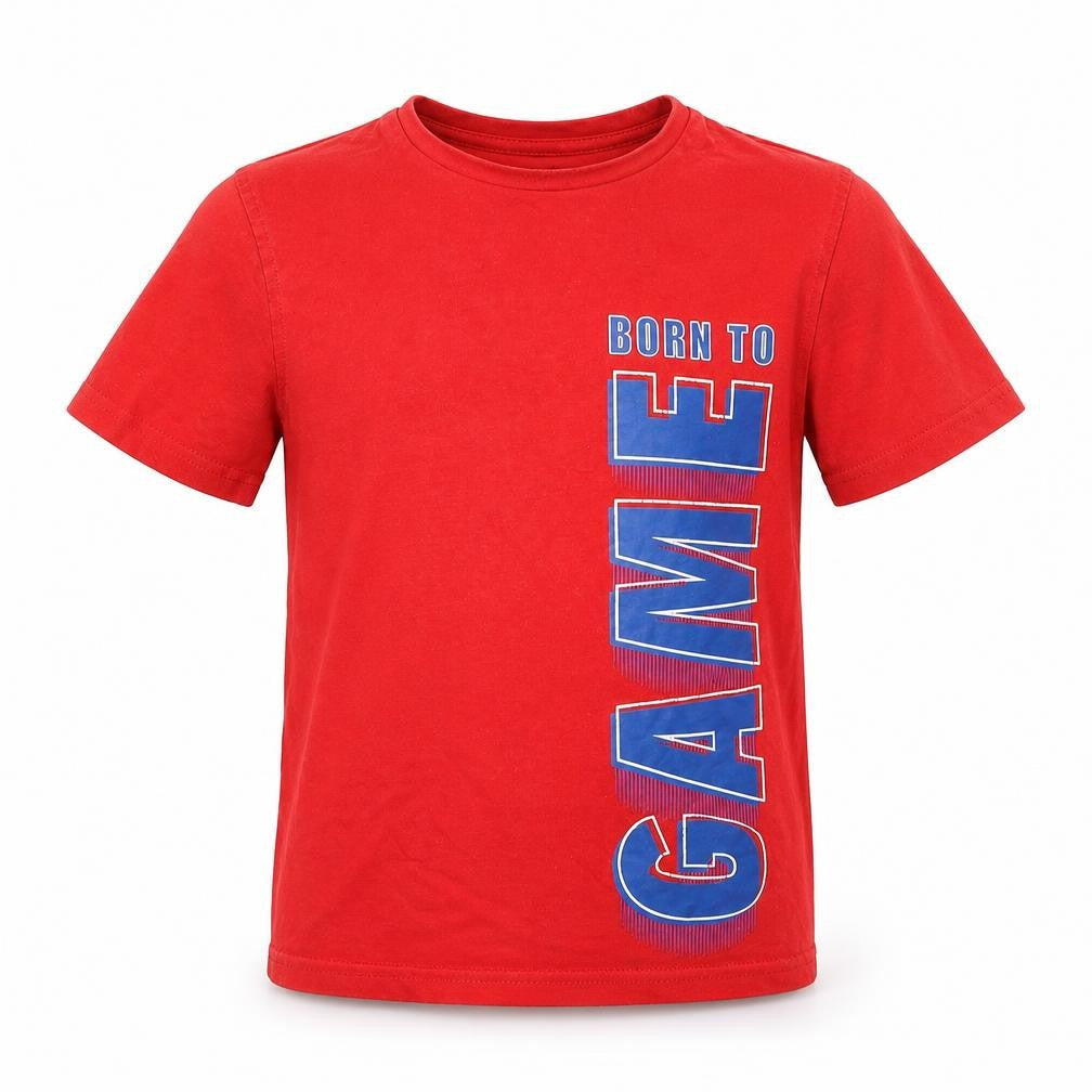 George Boys Red Cotton Basic Casual Size 9-10 Years Round Neck Pullover - Born To Game
