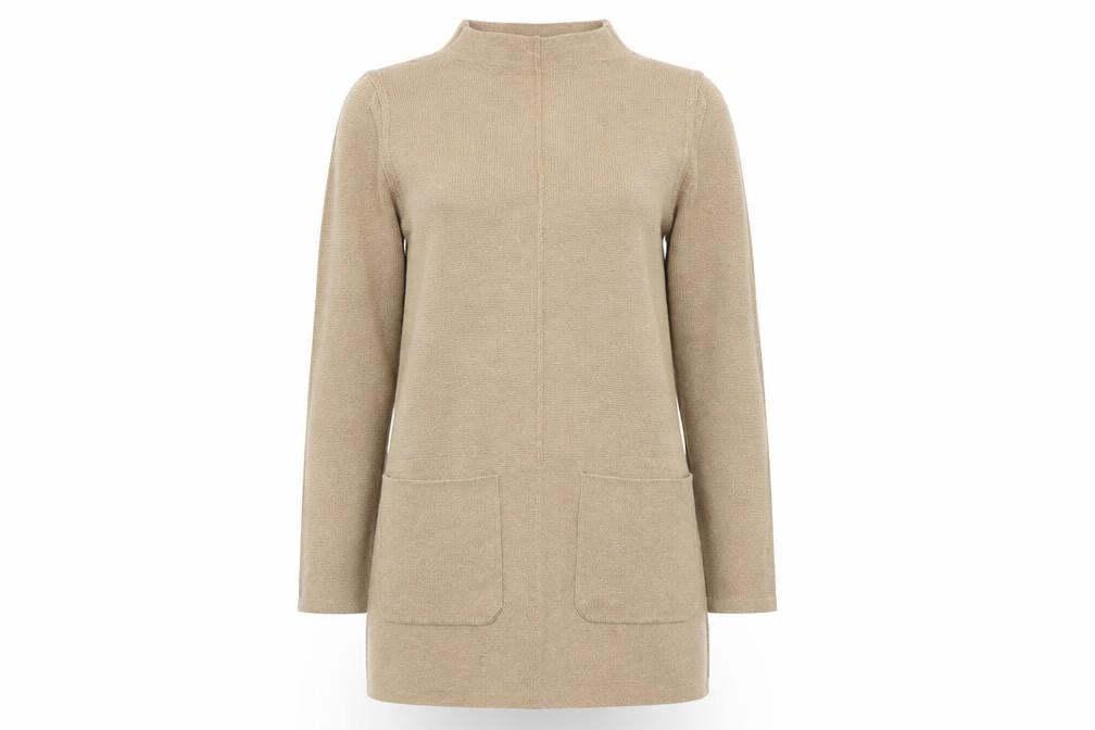 Marks and Spencer Womens Brown Mock Neck Cotton Pullover Jumper Size 8