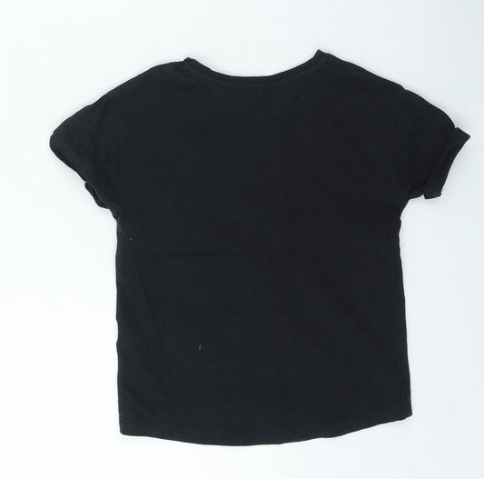 George Boys Black Cotton Basic Casual Size 5-6 Years Round Neck Pullover - Little Bro