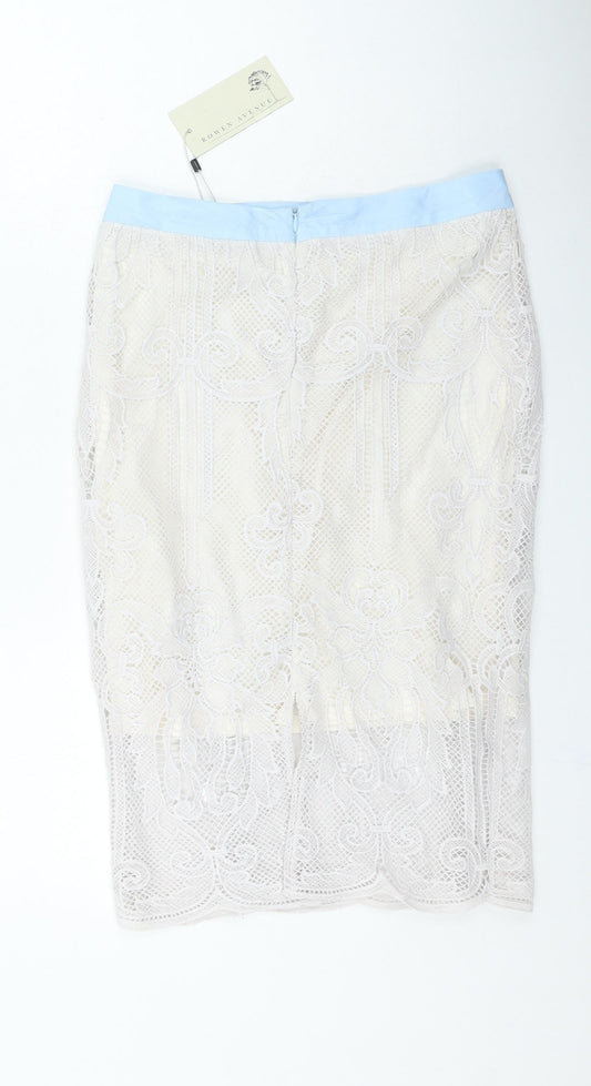 Rowen Avenue Womens Ivory Polyester Straight & Pencil Skirt Size M Zip