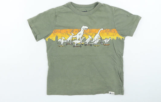 Gap Boys Green Cotton Basic Casual Size 5 Years Round Neck Pullover - Dinosaur