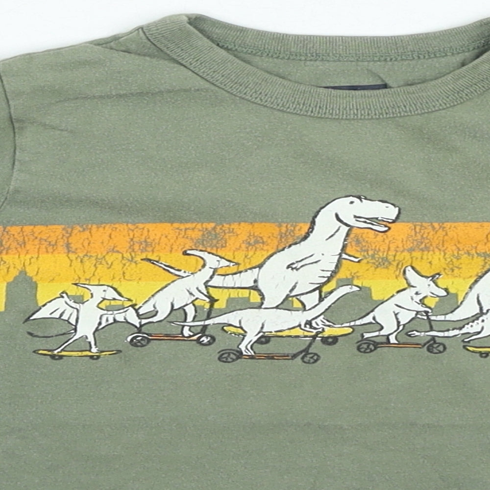 Gap Boys Green Cotton Basic Casual Size 5 Years Round Neck Pullover - Dinosaur